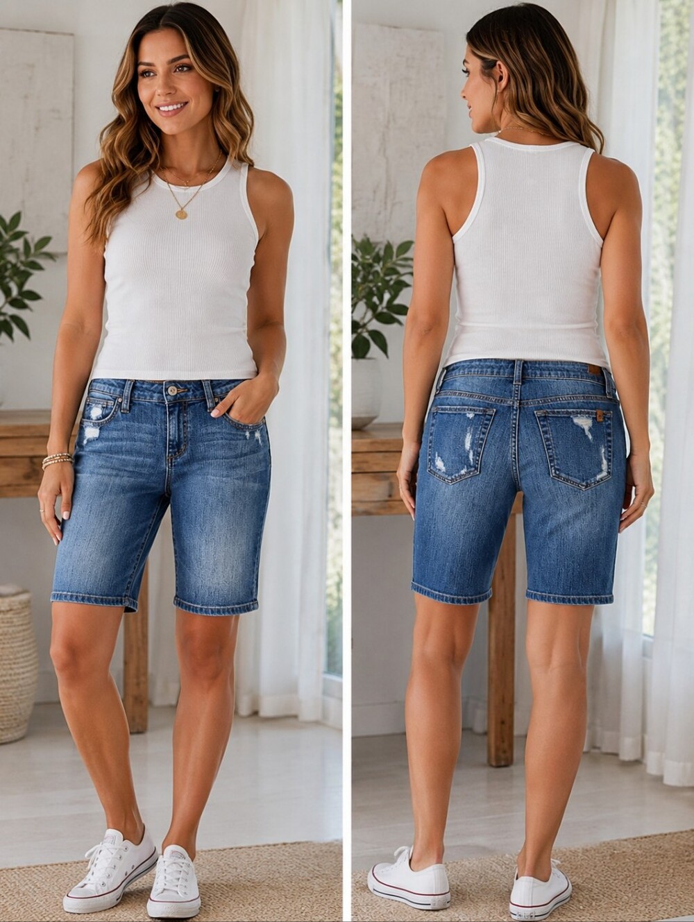 Joe’s Jeans Irisa Bermuda Shorts 26 Distressed Denim Mid Rise Stretch Y2K Casual